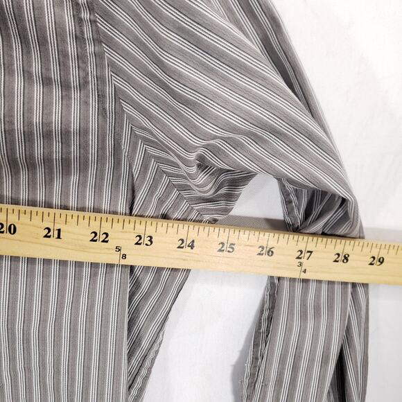 Perry Ellis Shirt Mens Extra Large Gray White Striped Casual Preppy Button Up - Picture 7 of 10
